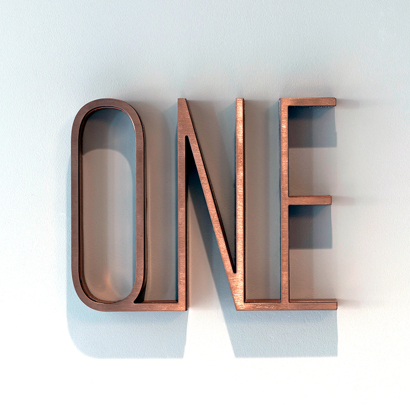 Signage In Double Stone Steel PVD Colored Stainless Steel Bronze Hairline