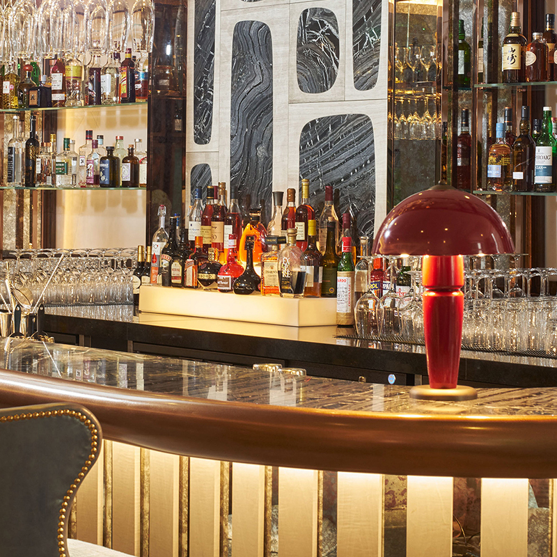 Hotel Bar In Double Stone Steel PVD Colored Stainless Steel Brass Mirror