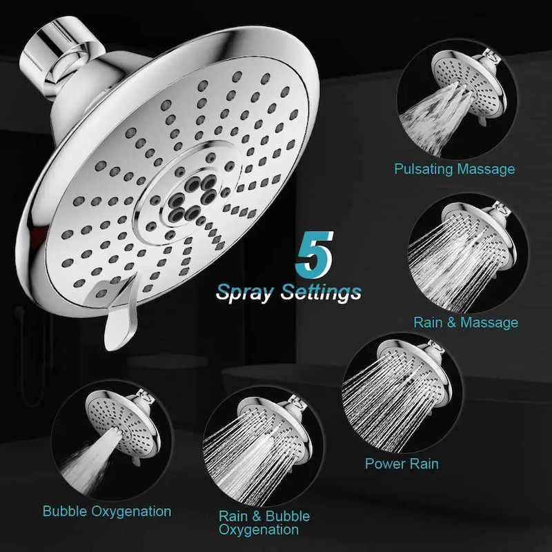 5 Functions High Pressure Adjustable Shower Head