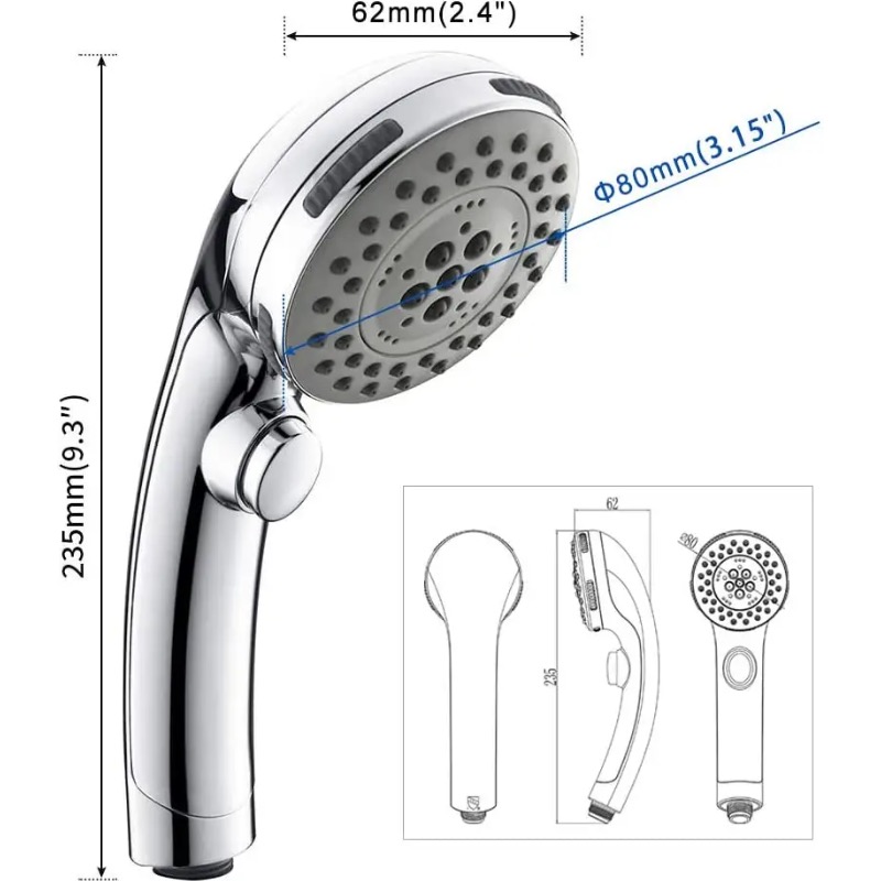 Handheld Shower Head With On Off Switch