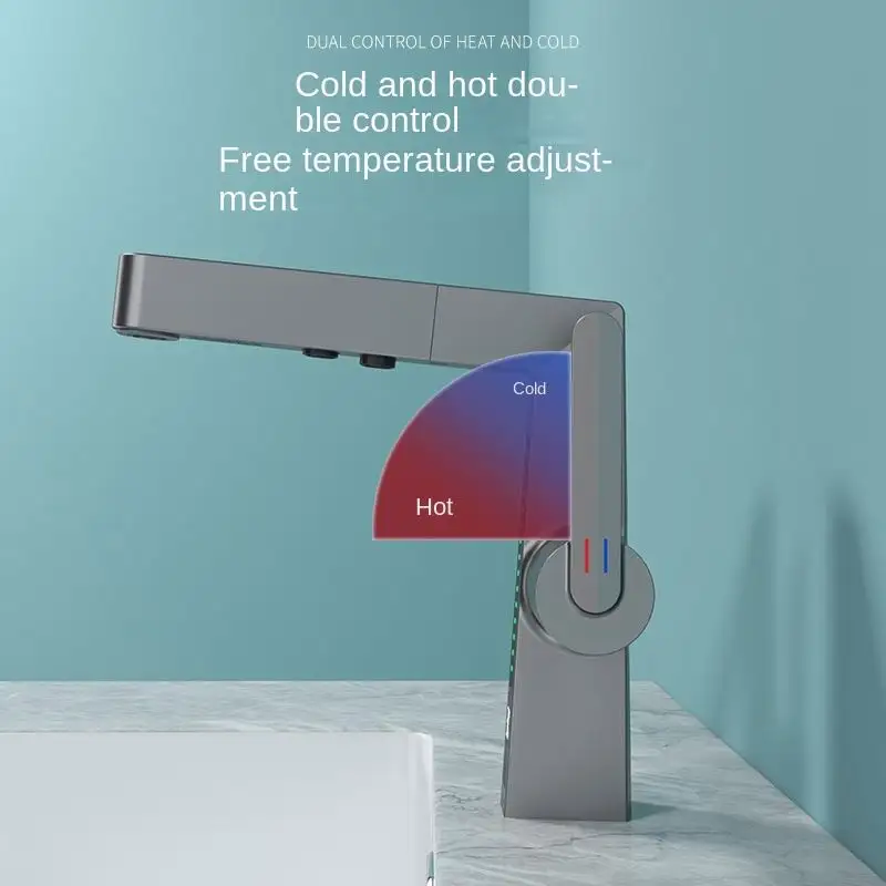 Pull Out Digital Display Single Hole Bathroom Faucet