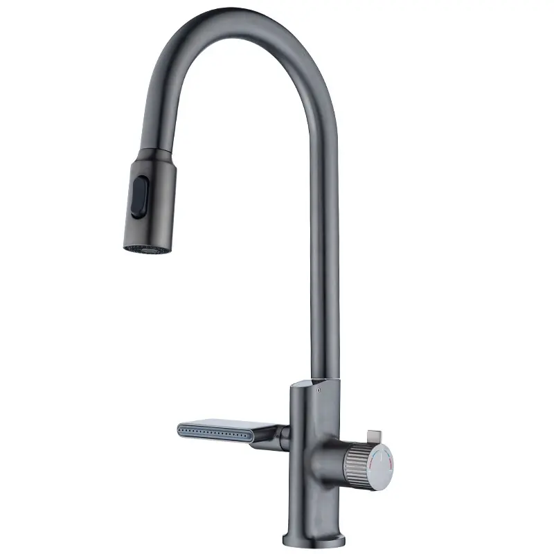 Digital Display Pull Out Waterfall Kitchen Faucet Digital Display Pull Out Waterfall Kitchen Faucet