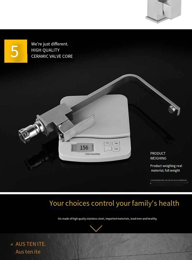 Square Rotatable Basin Kitchen Sink Mixer Tap