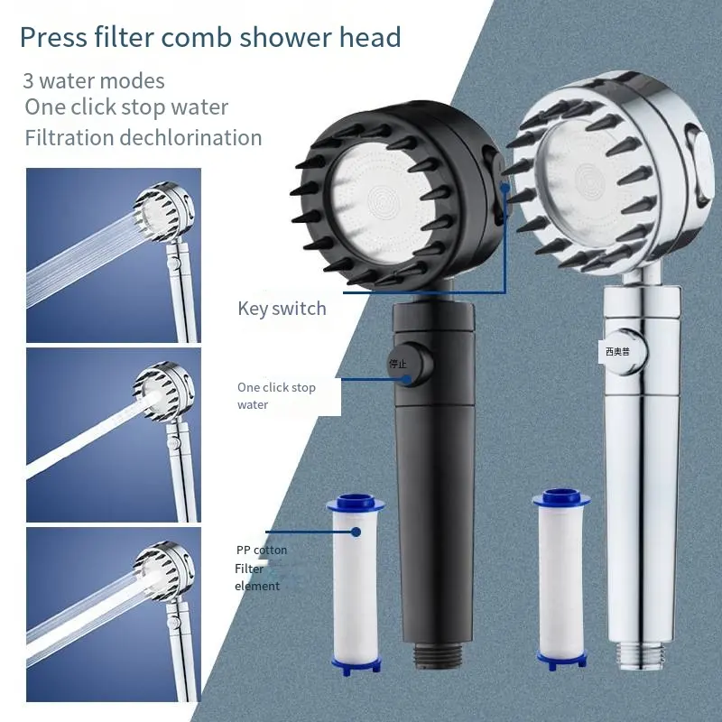 3 Modes Filtered Hand Shower With On Off Switch