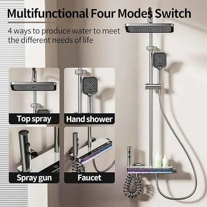 4 Modes 4 in 1 Starry Sky Digital Display Rain Shower Set