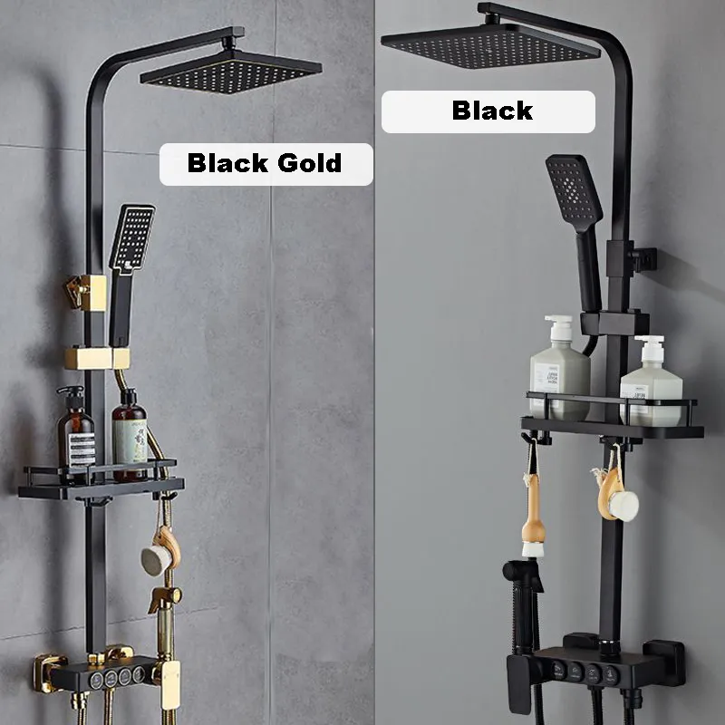 Wholesale Stainless Steel Shower Set - 4-Spray Black Gold Handheld Shower Head, High Pressure, Suitable for Project & Residential Use