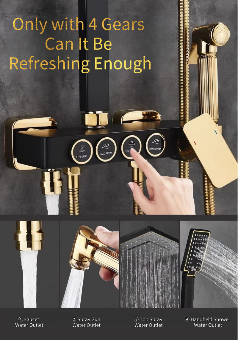 Black Gold Air-Rich Air Shower Head Set | Wholesale Hotline: The Top Pick for Engineering and Building Materials Companies' Bathroom Essentials