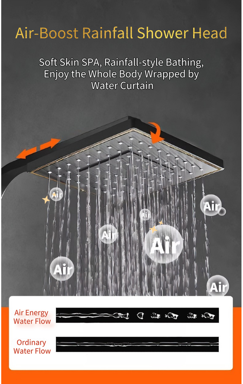 Black Gold Air-Rich Air Shower Head Set | Wholesale Hotline: The Top Pick for Engineering and Building Materials Companies' Bathroom Essentials