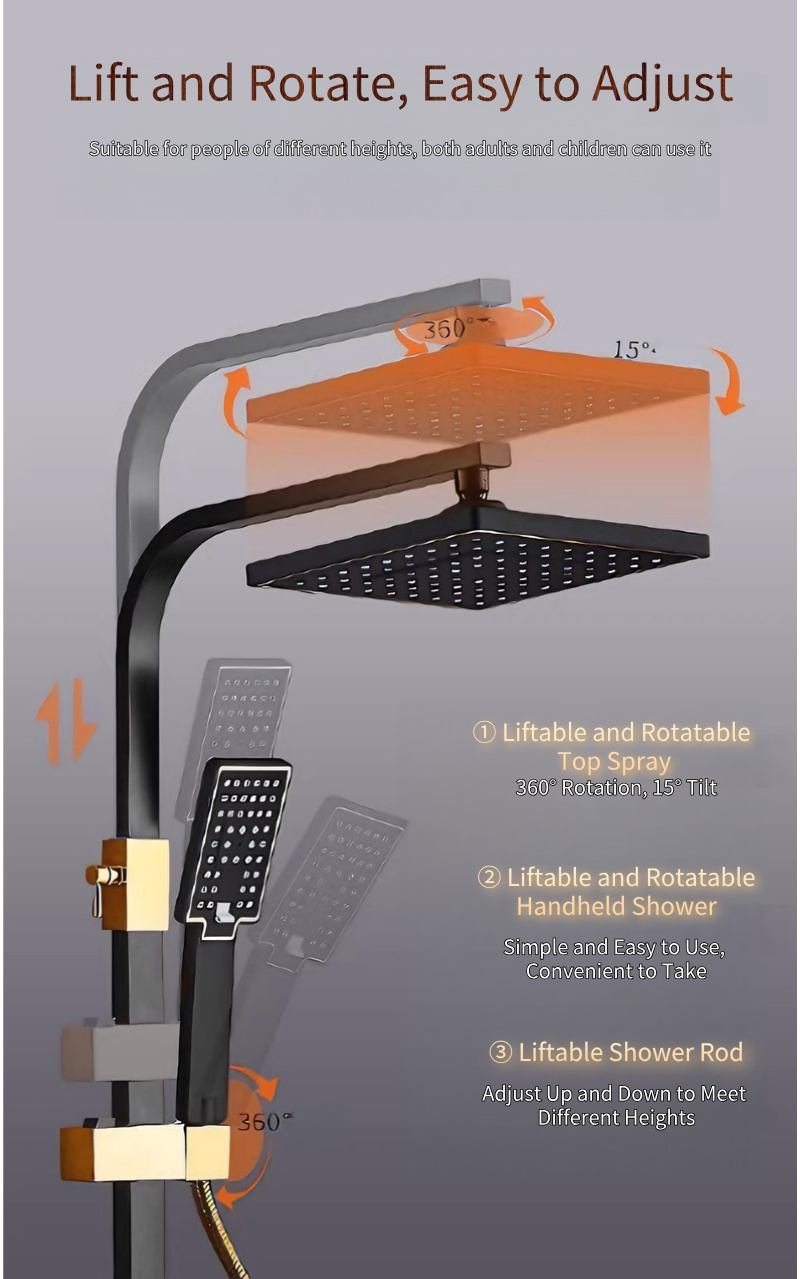 Black Gold Air-Rich Air Shower Head Set | Wholesale Hotline: The Top Pick for Engineering and Building Materials Companies' Bathroom Essentials
