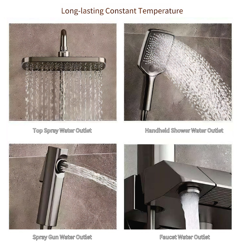 Luxury Black Thermostatic Showerhead Set: Wholesale Direct from Manufacturer for an Exquisite Bathroom Experience