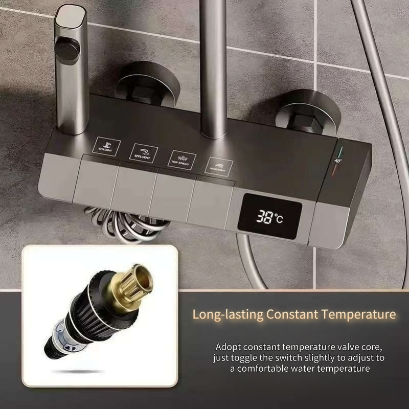 Luxury Black Thermostatic Showerhead Set: Wholesale Direct from Manufacturer for an Exquisite Bathroom Experience