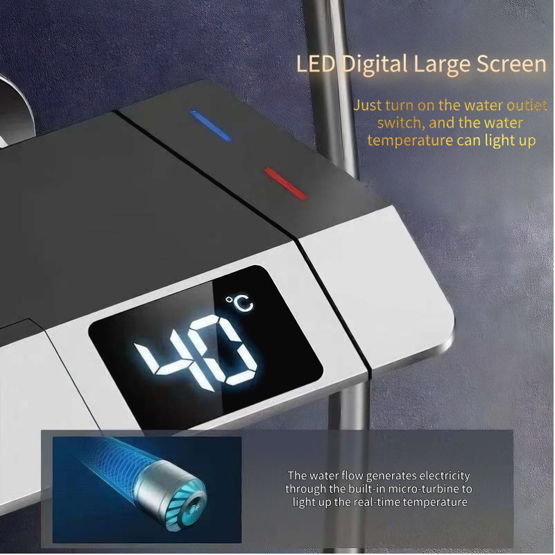 Luxury Black Thermostatic Showerhead Set: Wholesale Direct from Manufacturer for an Exquisite Bathroom Experience