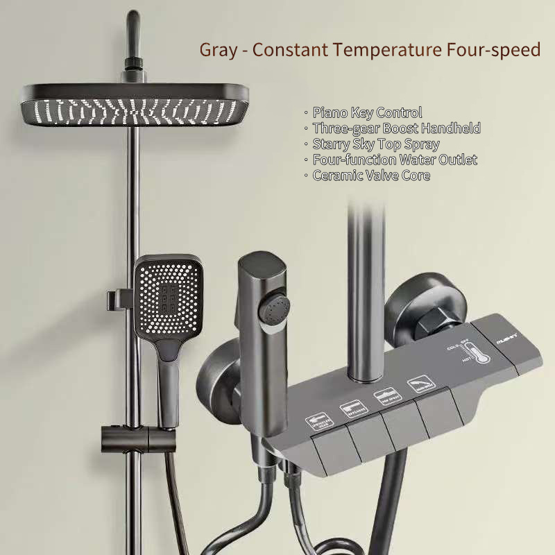 Luxury Black Thermostatic Showerhead Set: Wholesale Direct from Manufacturer for an Exquisite Bathroom Experience