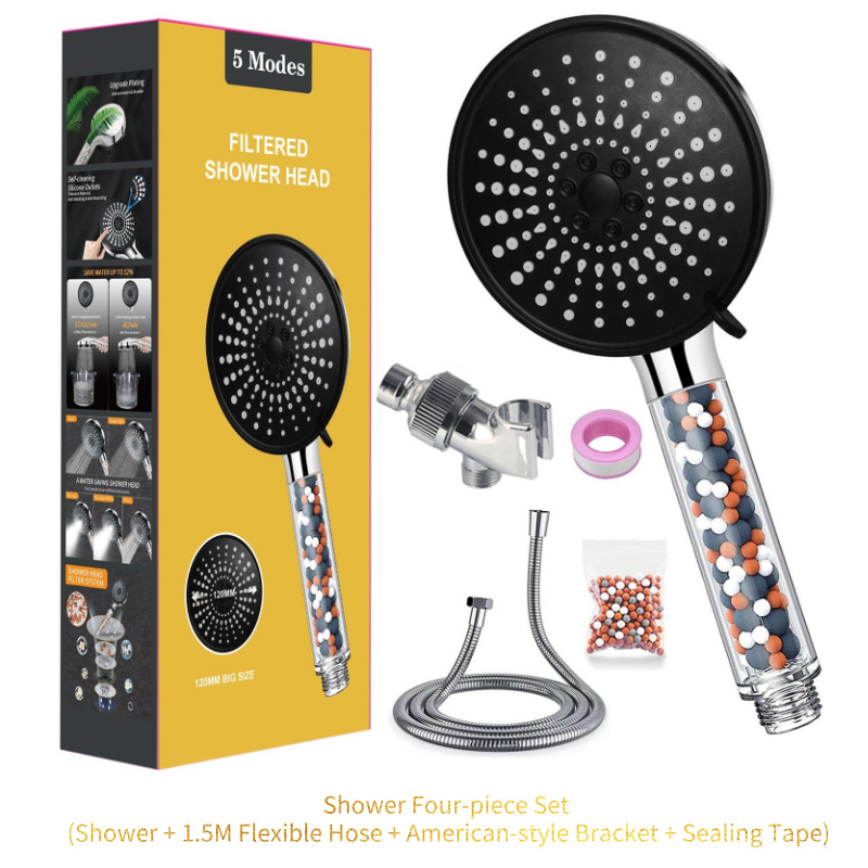 High-Pressure Rain Shower Head with 5 Spray Modes, Mineral Stone Filtration & Water-Saving Function (Color Box Packaging)