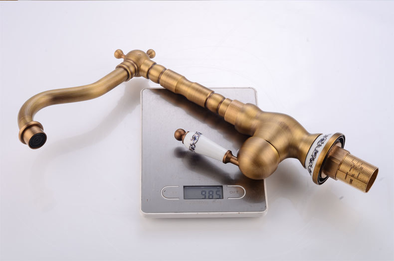 Vintage Antique Brass Bathroom Faucet Single Handle Durable