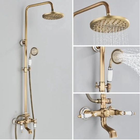 Brass Shower Set 5 Setting Rainfall Multi Function Sprayer