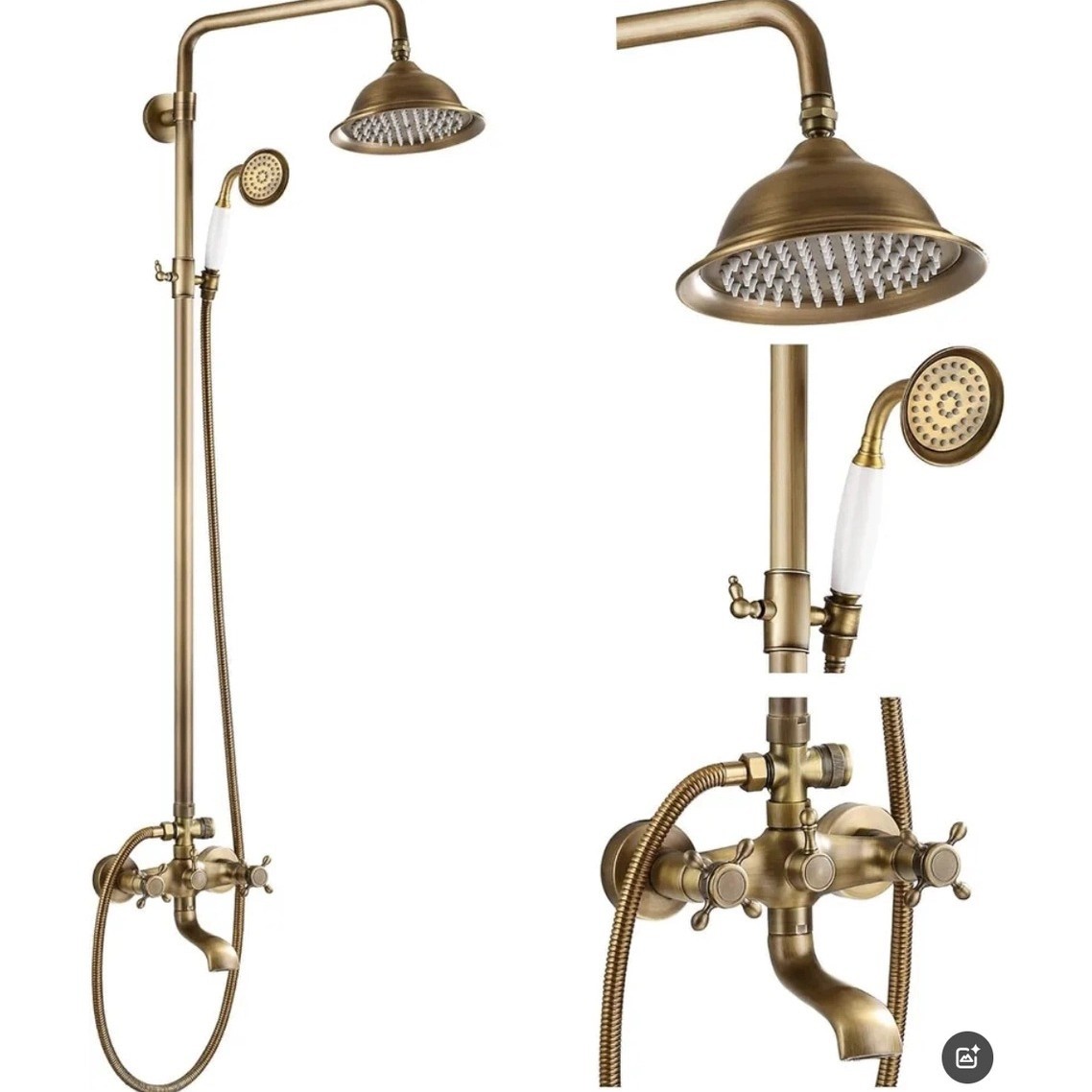 Brass Shower Set 5 Setting Rainfall Multi Function Sprayer