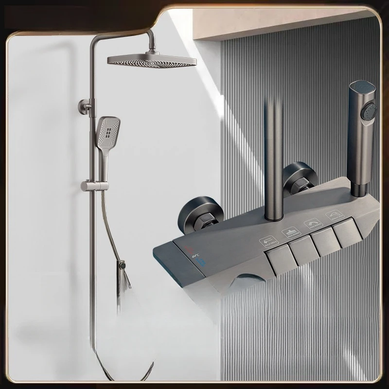 Wall Mounted Rotating Power Digital Three Way Shower Head Set Wall Mounted Rotating Power Digital Three Way Shower Head Set