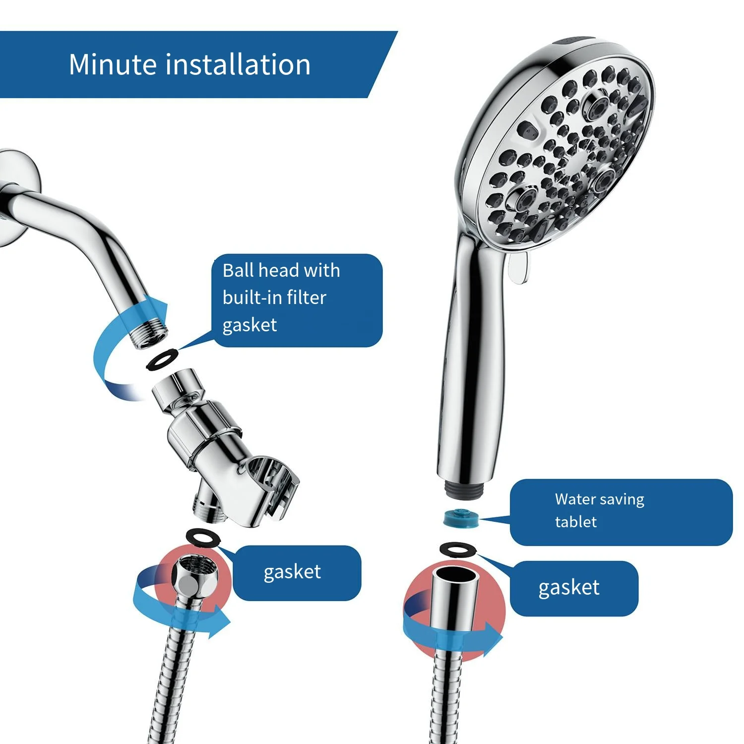 10 Function High Pressure Handheld Shower Head