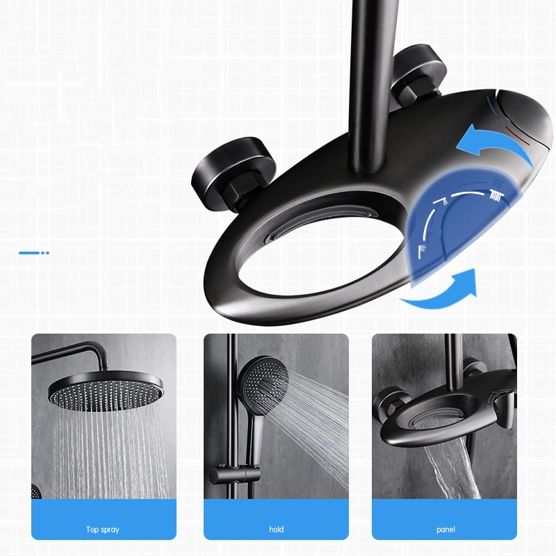 Gun Grey Wall Mounted Shower Faucet Set