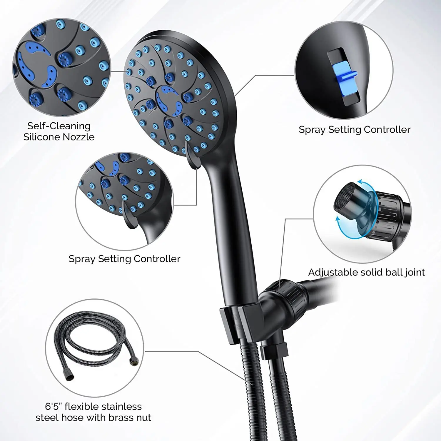5 Functions Powerful Handheld Shower Head