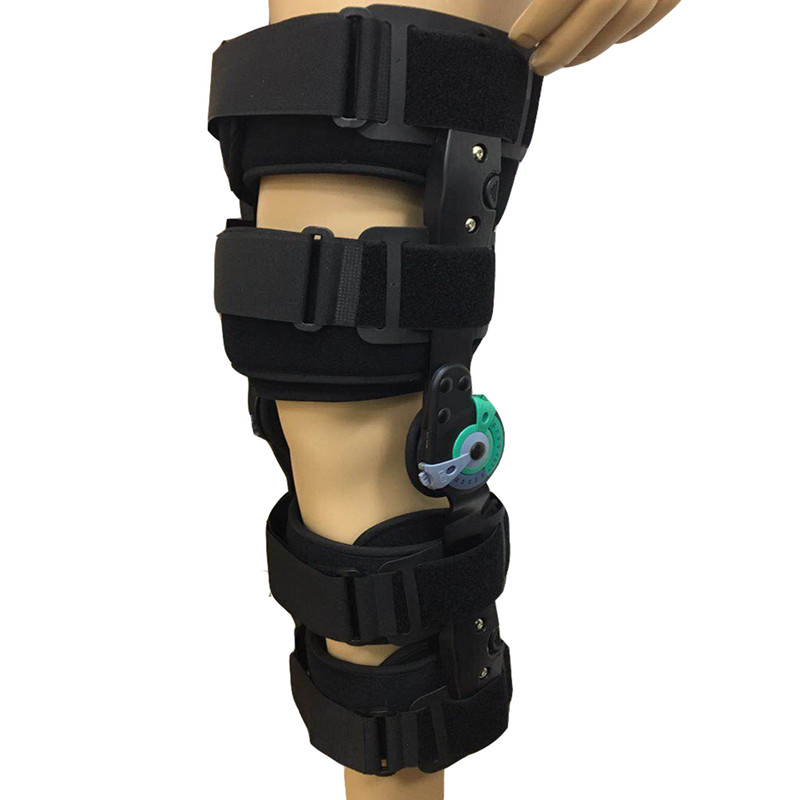 Telescopic ROM Knee bracing immobilization post ACL surgery recovery