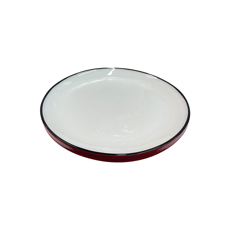 Supply Japanese style red circular plates, dessert or salad plates