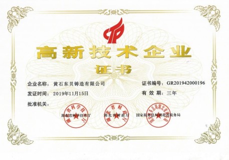 High tech Enterprise Certificate