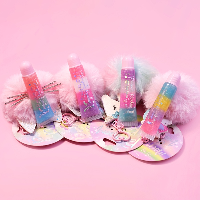 Kids Fruit Favor Glitter Lip Gloss With Key Chains