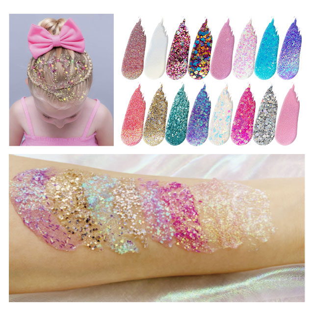 Multiple Pigment Sparkle Glitter Gel Body Use