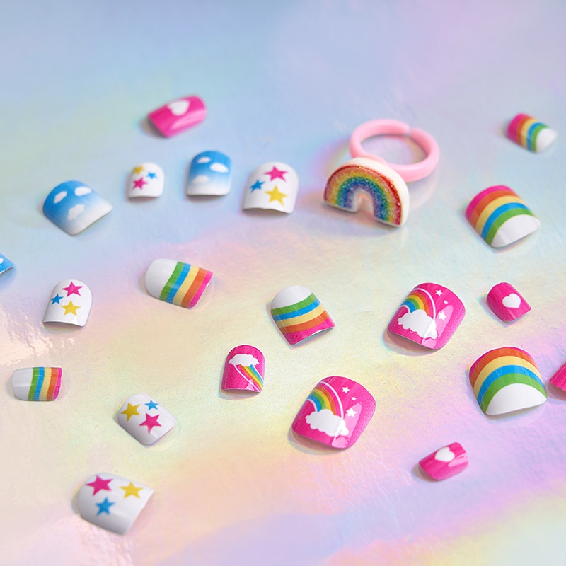 24 Pcs Non Toxic Fake Nails With Glue For Kids