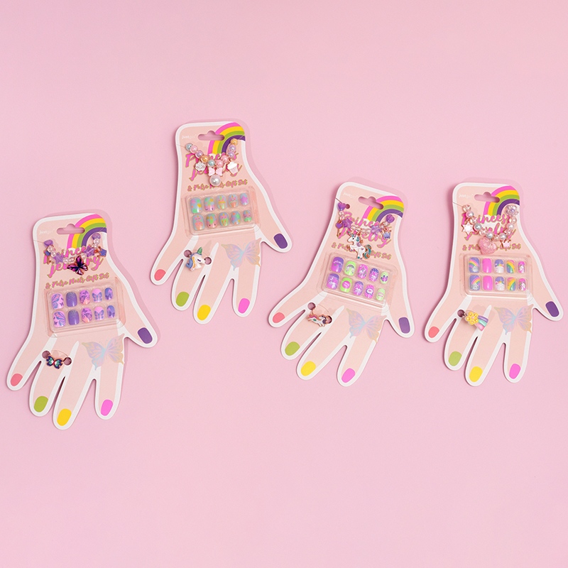 Children Cute Artificial Press On False Nails