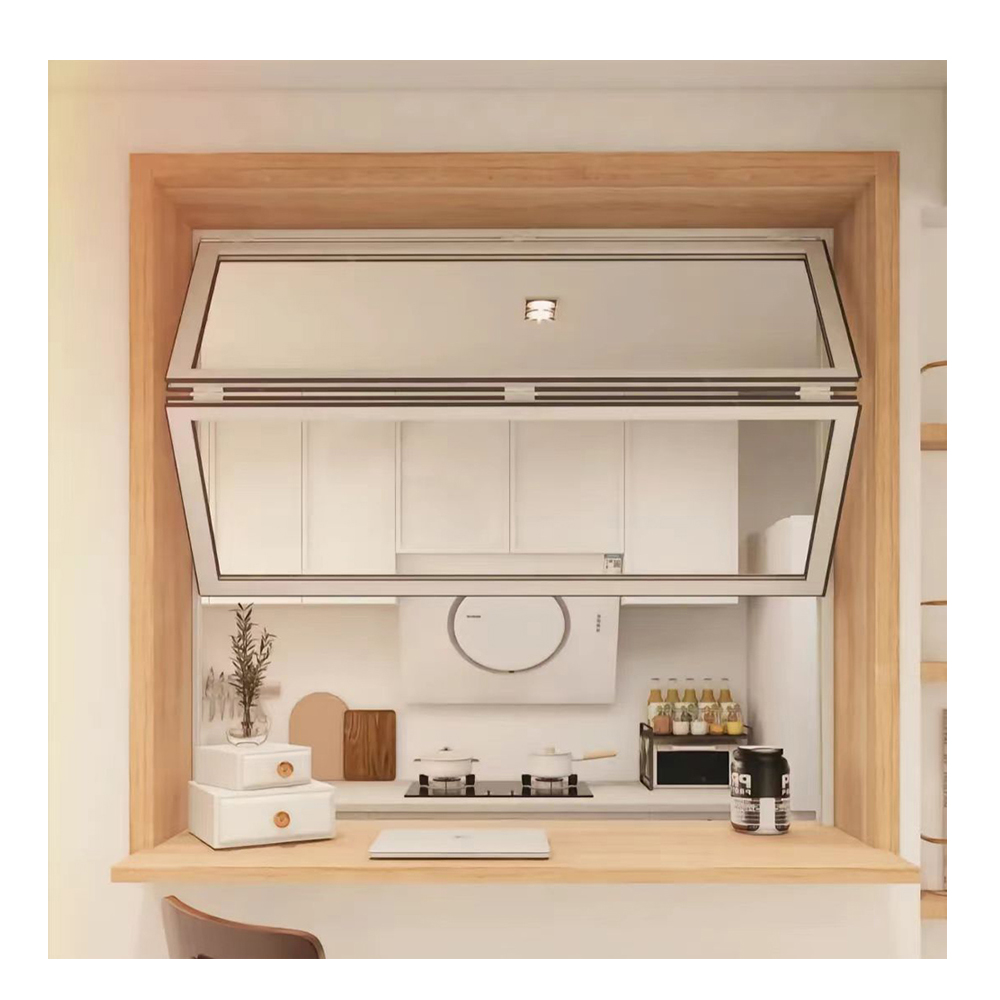 Aluminum folding window in dining room, accordion window