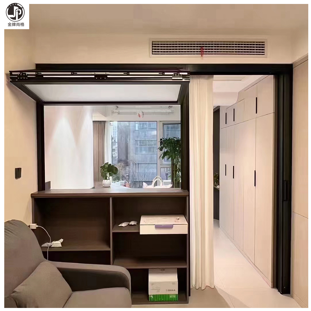 Aluminum folding Windows above and below the storefront