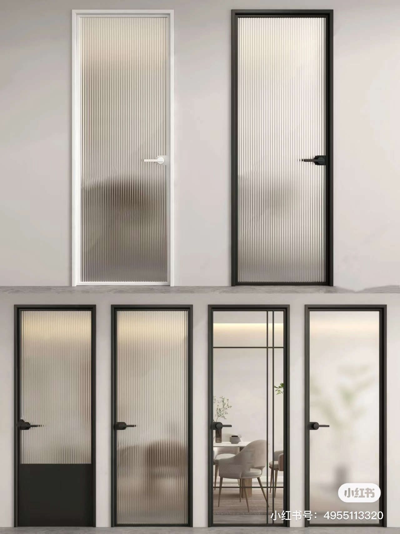 Narrow Edge Aluminum Alloy Custom Double Glass Frosted Door