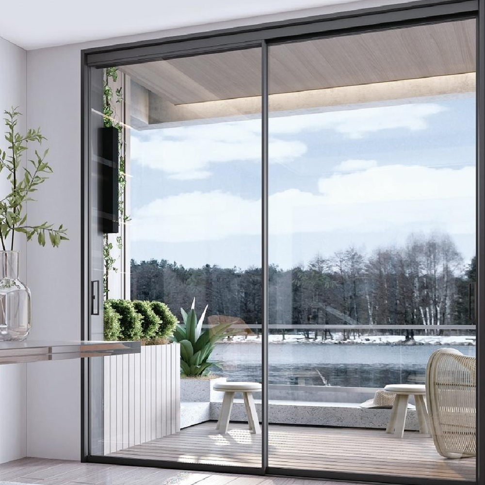 16mm Extremely Narrow Frame Aluminum Minimal Flat Glass Door