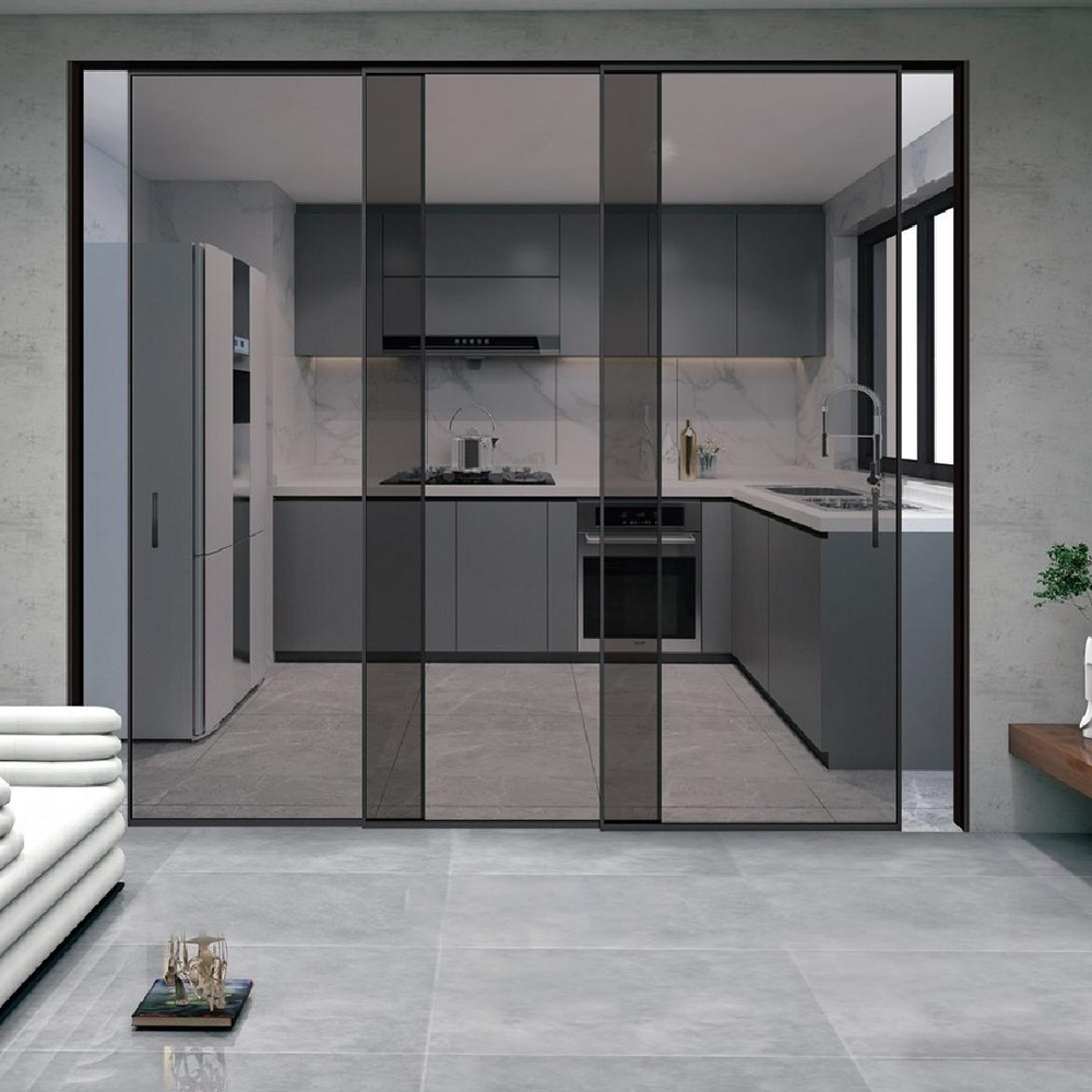Standard Ultra-narrow Aluminium Custom Double Glazed Bedroom With Flat Doors