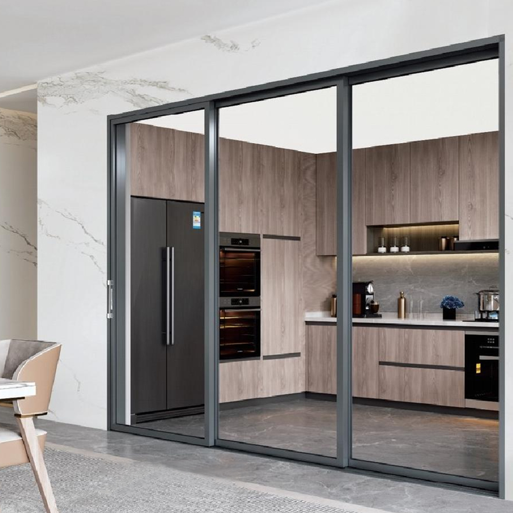 Soundproof Flat Push Aluminum Alloy Frosted Glass Bathroom Doors