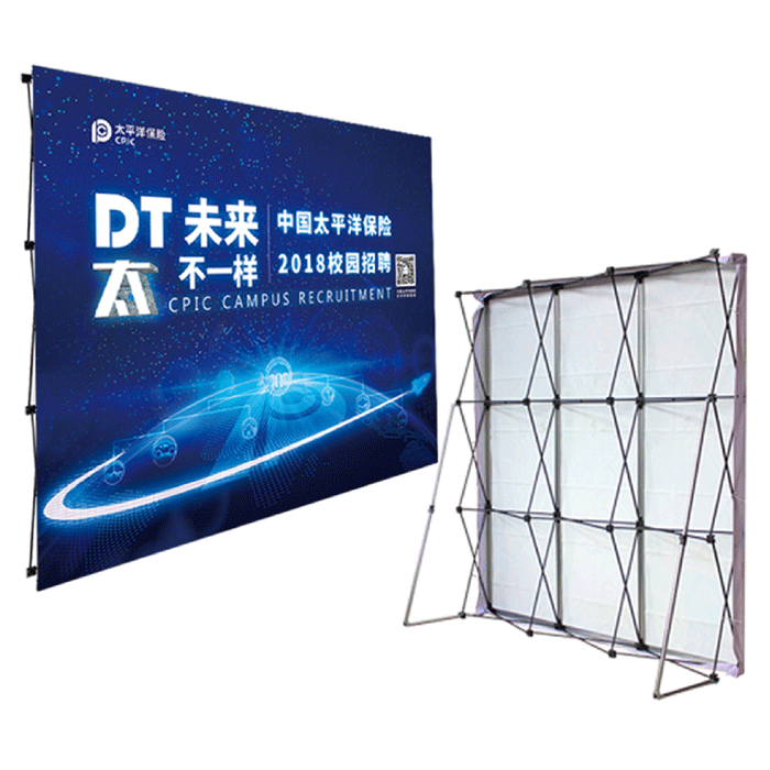 8x10ft Customize Fabric Trade Show Backdrop Portable Aluminum Pop Up Display Banner Backdrop with Collapsible Frame