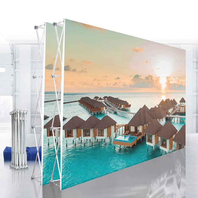 8x10ft Customize Fabric Trade Show Backdrop Portable Aluminum Pop Up Display Banner Backdrop with Collapsible Frame