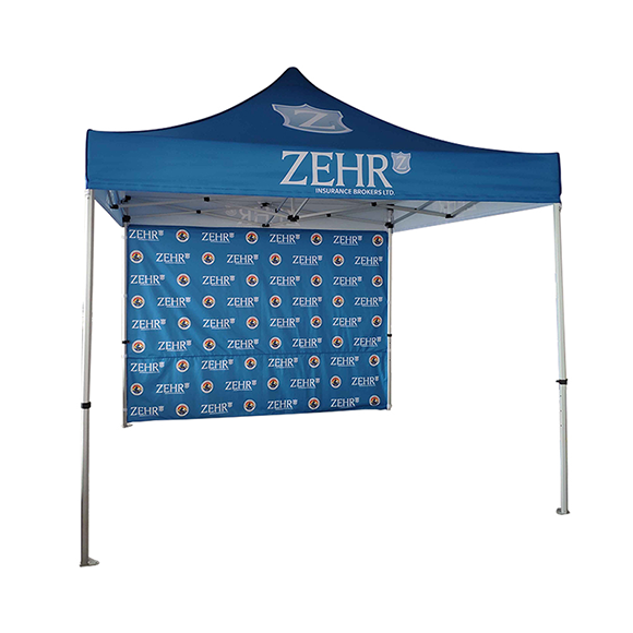 What are the basic dimensions for customizing a pop-up tent?