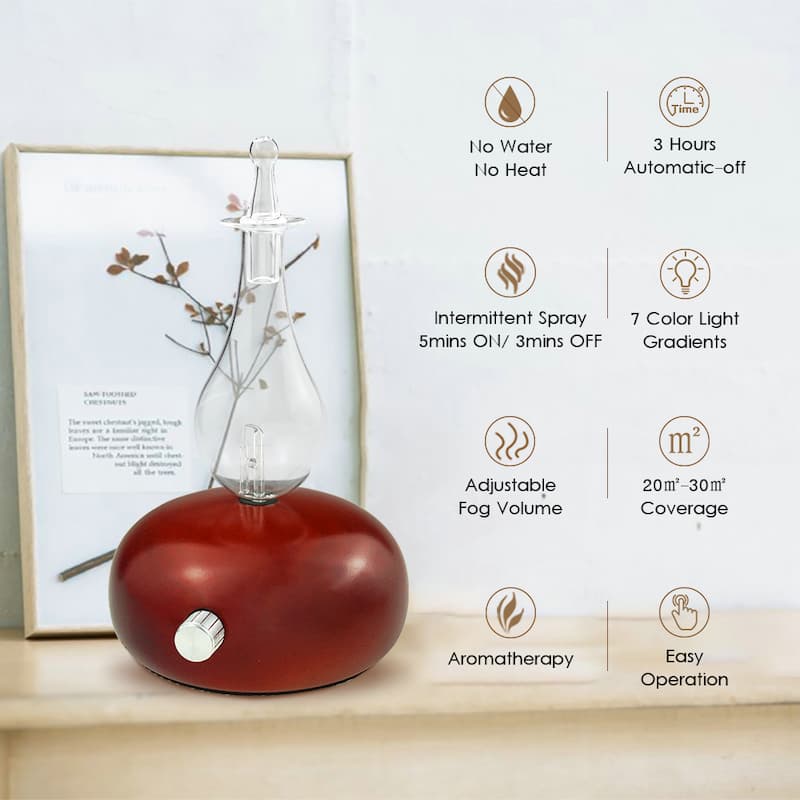 GLass Wood Essential Oil Nebulizer Waterless Cold Air Aromatherapy Aroma Oil Diffuser For Home