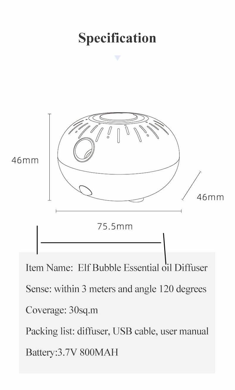 motion sensor bubble oil diffuser