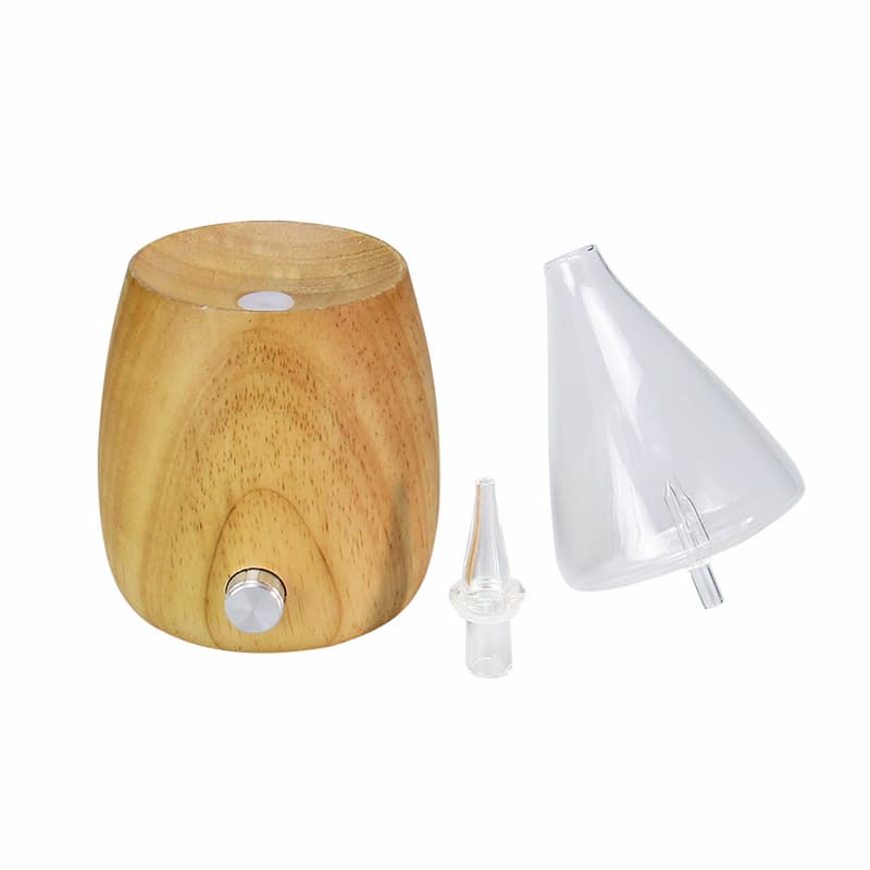Bulk Price GLass Waterless Nebulizing Diffuser Essential Oil Cold Air Atomizing Diffuser With Wood Base
