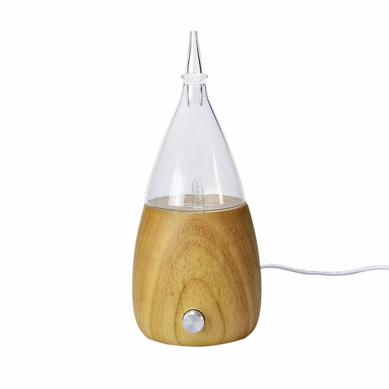 Bulk Price GLass Waterless Nebulizing Diffuser Essential Oil Cold Air Atomizing Diffuser With Wood Base
