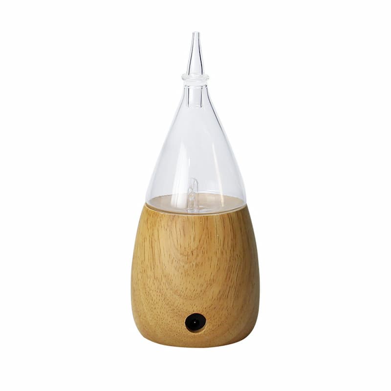 Bulk Price GLass Waterless Nebulizing Diffuser Essential Oil Cold Air Atomizing Diffuser With Wood Base