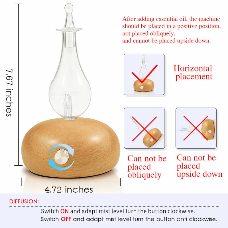GLass Wood Essential Oil Nebulizer Waterless Cold Air Aromatherapy Aroma Oil Diffuser For Home