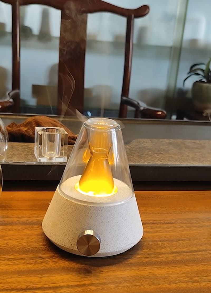 2025 China Waterless Diffuser Wholesale Custom Logo Glass Concrete Nebulizer Essential Oil Diffuser