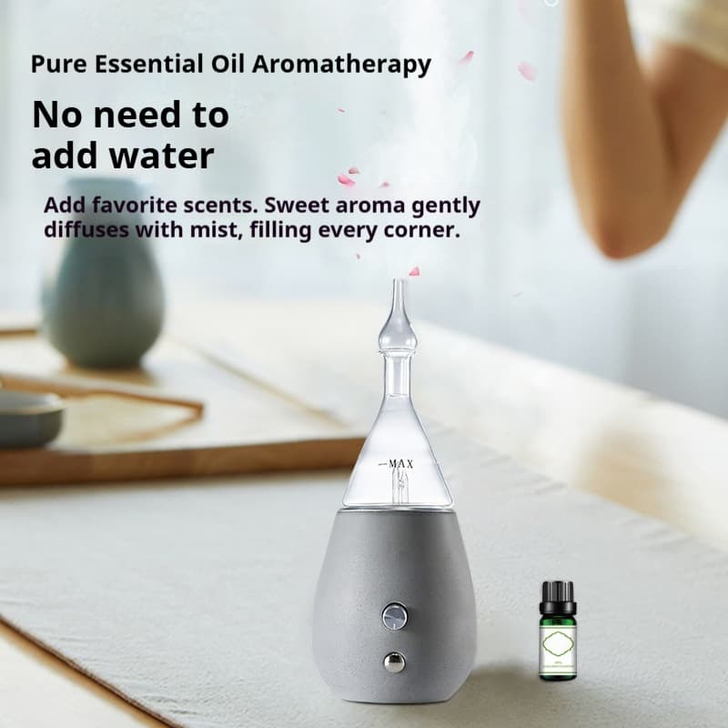 Wholesale Glass White Grey Concrete Essential Oil Diffuser Waterless Nebulizer Aroma Diffuser Manufacturer With Glass Reservoir