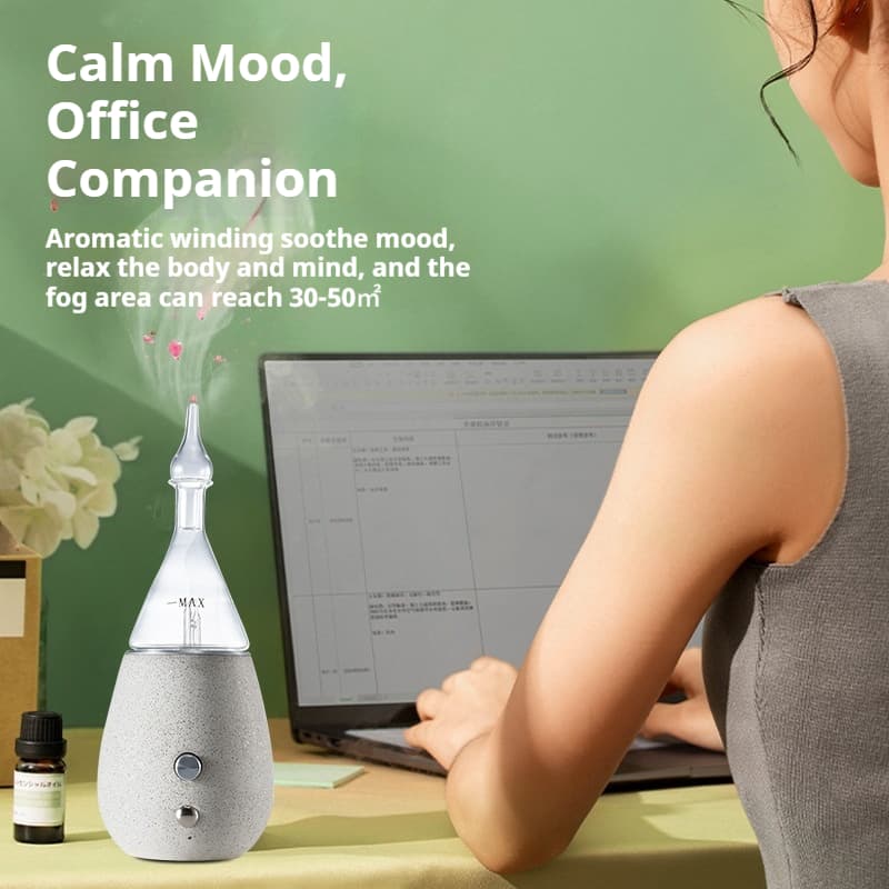 Wholesale Glass White Grey Concrete Essential Oil Diffuser Waterless Nebulizer Aroma Diffuser Manufacturer With Glass Reservoir